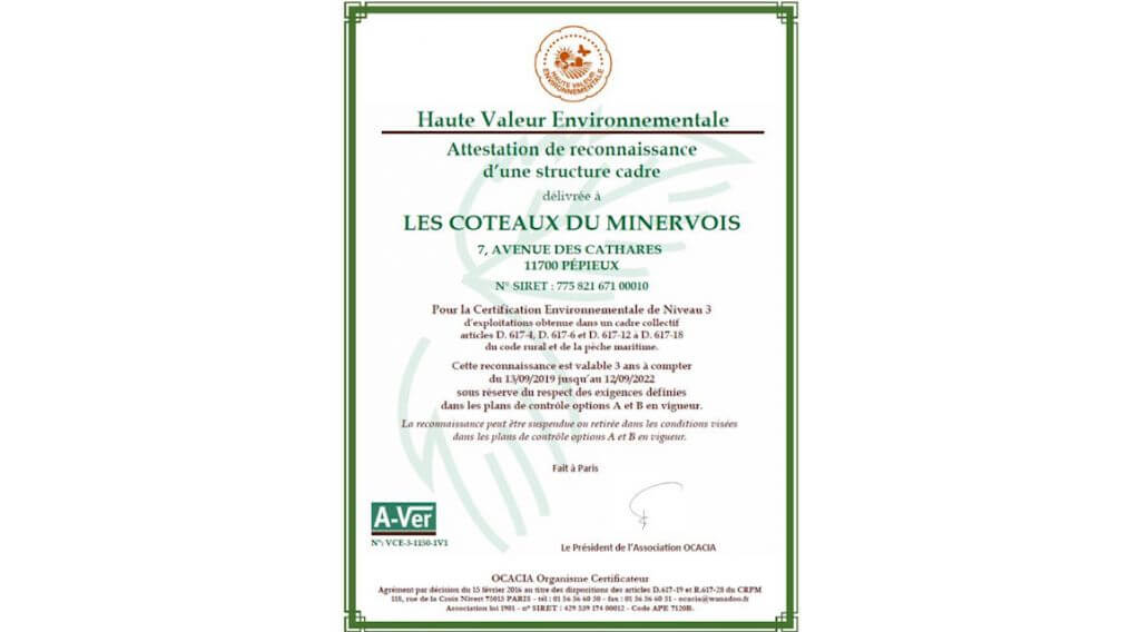 HVE : Haute Valeur Environnementale